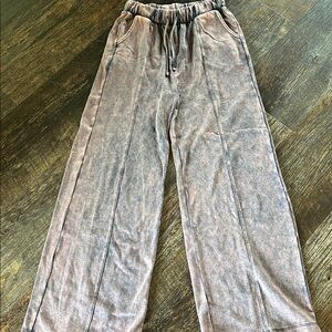 ZENANA Pink Acid Wash Palazzo Pants Wide Leg Soft Textured Fit medium NWOT